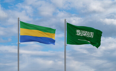 Gabon and Saudi Arabia flags, country relationship concepts