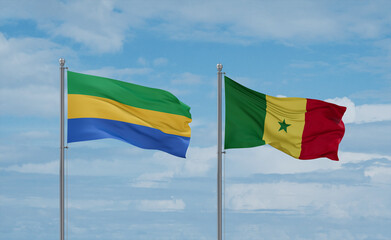 Senegal and Gabon flags, country relationship concept