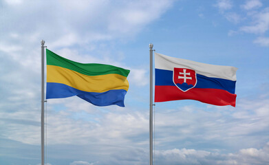 Slovakia and Gabon flags, country relationship concept
