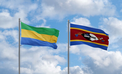 Eswatini and Gabon flags, country relationship concept