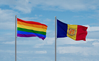 LGBT movement and Andorra national flags, country relationship concept