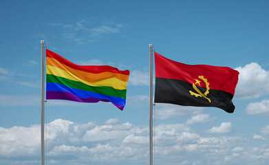 LGBT movement and Angola national flags, country relationship concept