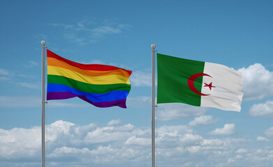 LGBT movement and Algeria national flags, country relationship concept