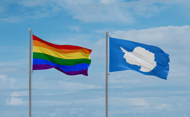 LGBT movement and Antarctica flags, country relationship concept