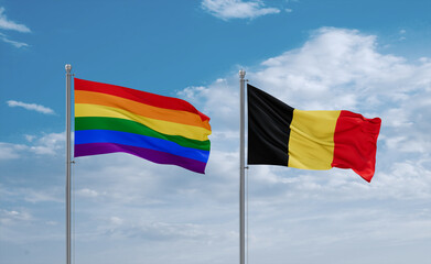 Belgium and LGBT movement flags, country relationship concept
