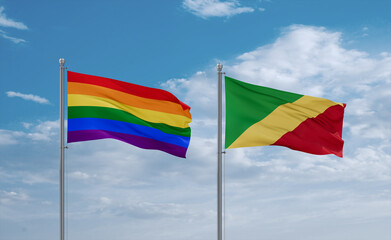 Congo and LGBT movement flags, country relationship concept