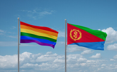 Eritrea and LGBT movement flags, country relationship concept