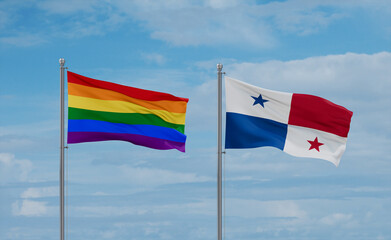 Panama and LGBT movement flags, country relationship concept