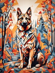 German shepherd cat on the woods, ai generated