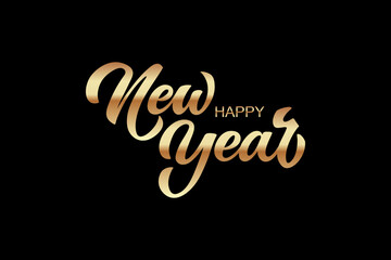 Happy New Year hand lettering calligraphy. Vector holiday illustration element. Typographic element