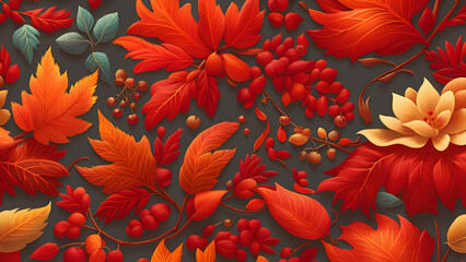 Autumn leaves background, autumn leaves frame, autumn leaves border, floral background, ai generated