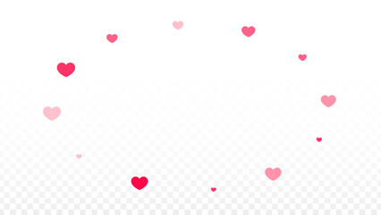 Hearts Confetti Falling Background. St. Valentine's Day pattern. Romantic Scattered Hearts Design Element. Love. Sweet Moment. Gift. Cute Element of Design for Sales or Celebration.