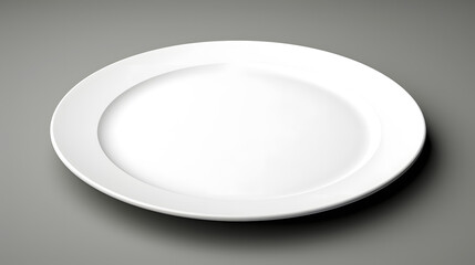Sleek White Plate on a Gray Background.