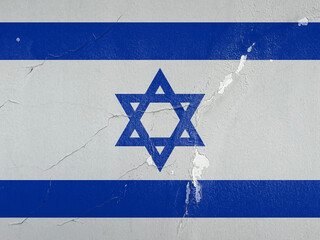 The flag of Israel hanging on the wall appears to be cracked
