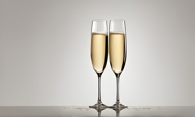 Champagne glasses on table