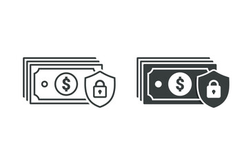 Money lock shield sign. Illustration vector