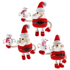 christmas santa claus with snowman in three angle 3d illustration