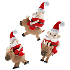christmas santa claus with deer in three angle 3d illustration