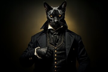Conceptual photo of a cat man with power, business concept