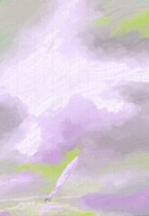 Obraz premium Impressionistic Sailboat Sailing Near Shore or Shoreline w/ Neon Skies Peaking Through - Digital Painting, Illustration, Art, Artwork, Design, Background, Backdrop, or Wallpaper