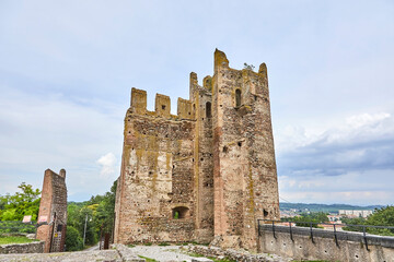 Beautiful view of the dilapidated Scaligeri Castle in valeggio sul mincio, Italy.