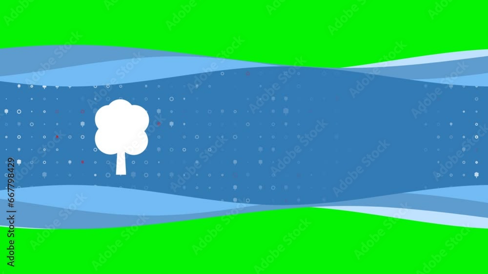 Aufkleber animation of blue banner waves movement with white tree symbol on the left. on the background there 