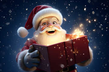 cartoon of santa claus holding a box of presents