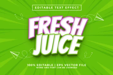 Fotobehang Fresh Juice 3d Editable Text Effect Cartoon Style Premium Vector © Nadhifa Creative