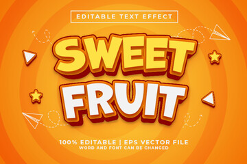 Sweet Fruit 3d Editable Text Effect Cartoon Style Premium Vector