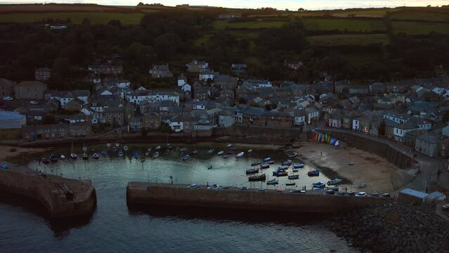 Harbor of Mousehole in Cornwall at Sunset