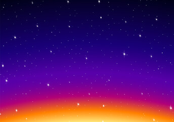 Fototapeta na wymiar Stars in the sky on the sunrise or sundown. Abstract background with colorful dawn and stars.