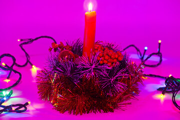 świeca, lekki, dekoracja, Boże Narodzenie, grudzień, Boże Narodzenie, uroczysty, sezonowy,...
