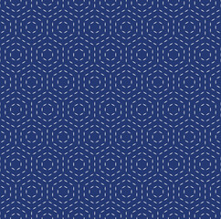 Japanese Sashiko Seamless Vector Patterns. Asian Embroidery Motifs. Abstract Repeating Geometric Background