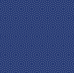 Japanese Sashiko Seamless Vector Patterns. Asian Embroidery Motifs. Abstract Repeating Geometric Background