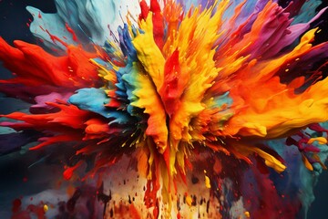 Vibrant explosion of colorful paint with numeric elements. Generative AI