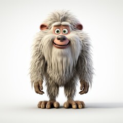 Baboon, Cartoon 3D , Isolated On White Background 