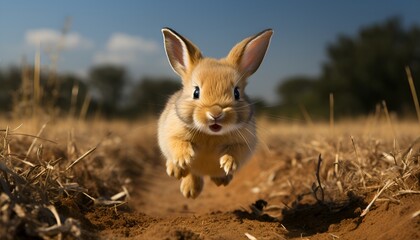 rabbit jumping in the grass