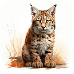 Bobcat  , Cartoon 3D , Isolated On White Background 