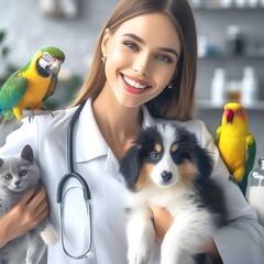 Tierarzt mit Tieren - 667802866