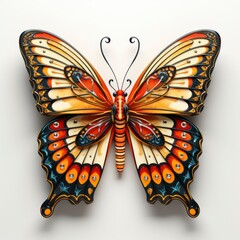 Butterfly, Cartoon 3D , Isolated On White Background 