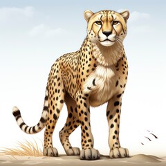 Cheetah, Cartoon 3D , Isolated On White Background 