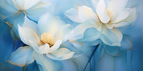 AI Generated. AI Generative. Blue lotis lily flower drawing painting decoration background. Elegant bloom blossom spring inspiration template
