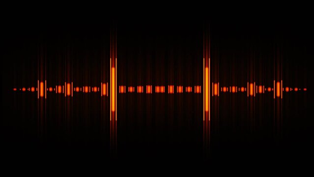 Pulse of track amplifier, equalizer with electronic vibration glowing orange red, modern sound amplitude graphic, 4k