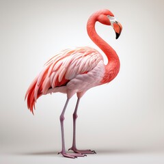 Flamingo , Cartoon 3D , Isolated On White Background 