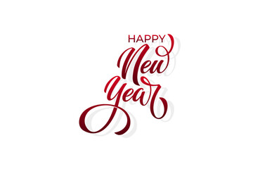Happy New Year hand lettering calligraphy. Vector holiday illustration element. Typographic element