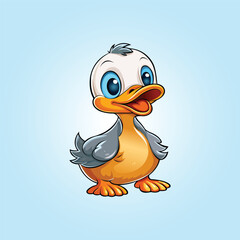 Vector cute duck cartoon illustration