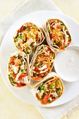 Tortilla wraps with chicken and vegetables