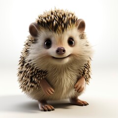 Hedgehog , Cartoon 3D , Isolated On White Background 