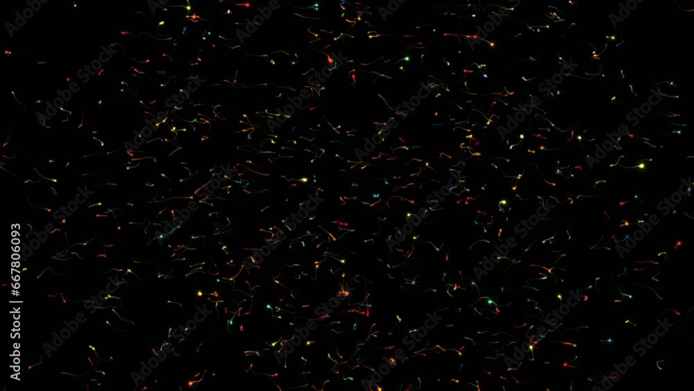 Aufkleber beautiful modern video background with colored moving and flickering particles and trails from them.