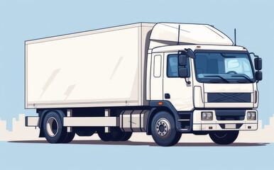Professional Cargo Truck Artwork in Minimalist PNG Style
